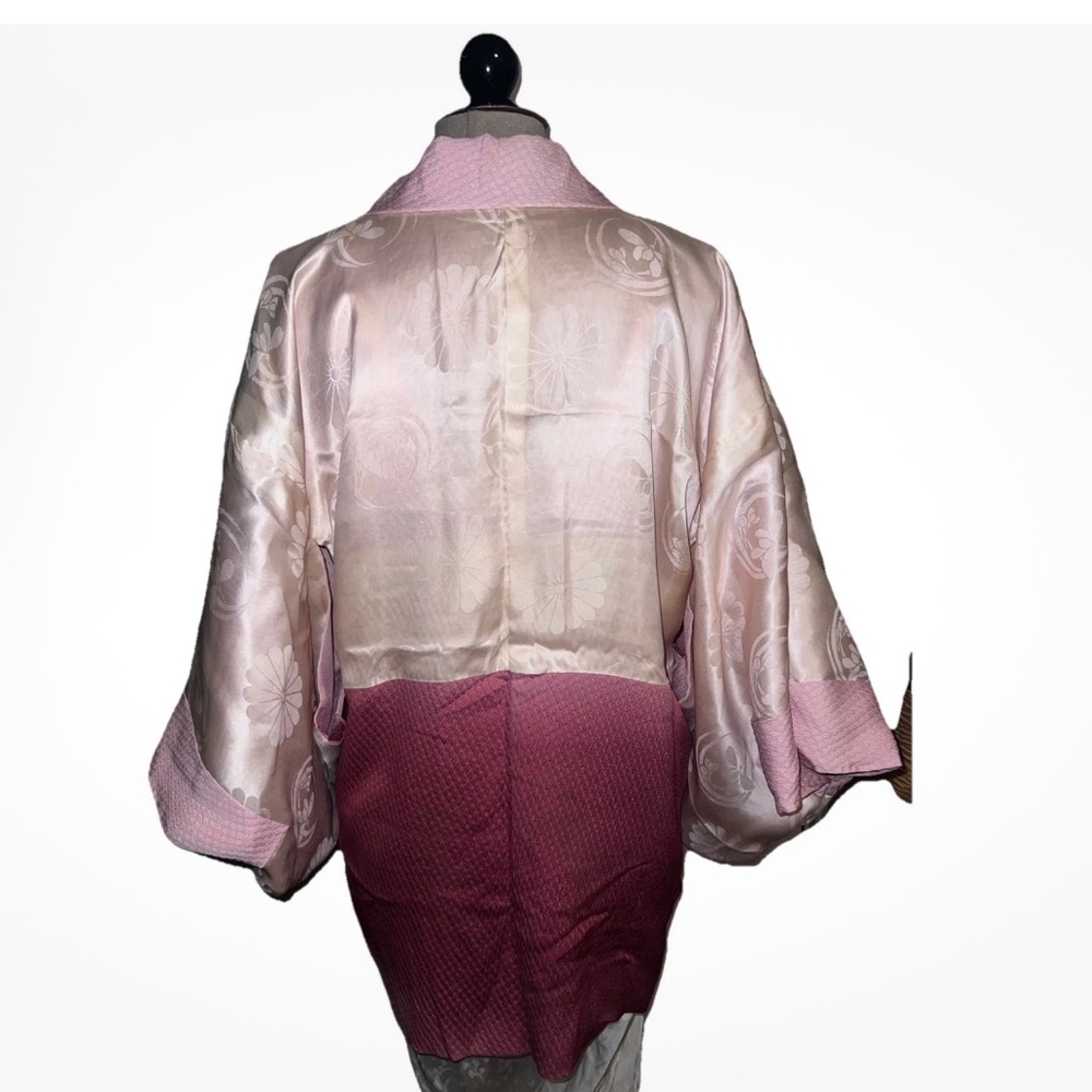 Vintage Haori Pink Ombré Reversible Satin Kimono Jacket fairy Robe S M L - Picture 12 of 14